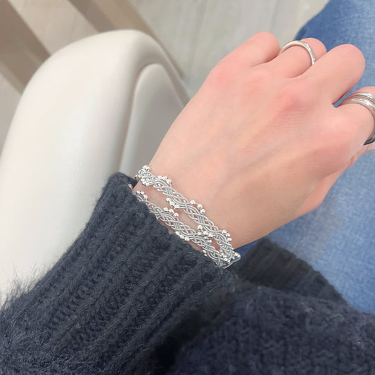 【限定受注制作1/4まで】 透かし編みの2連ブレスレット